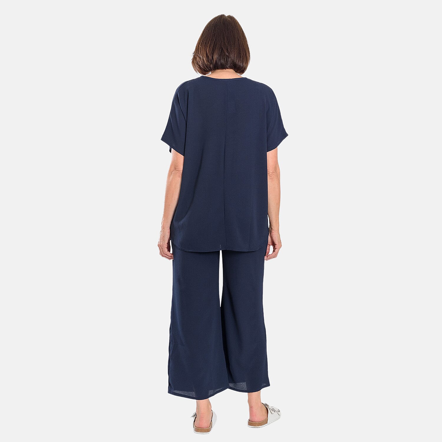 Firenzaa Crepe Trouser and Top (Size S) - Navy