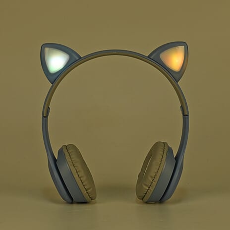 Bluetooth Wireless Cat Ears Headphone with Light - Blue - 3hr Charge