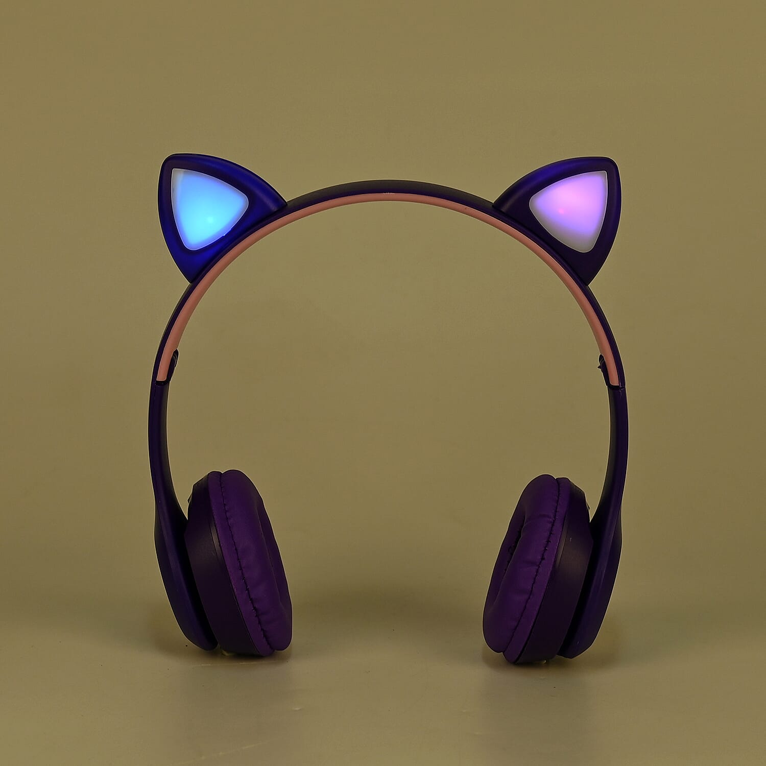 Bluetooth Wireless Cat Ears Headphone with Light - Purple  3hr Charge