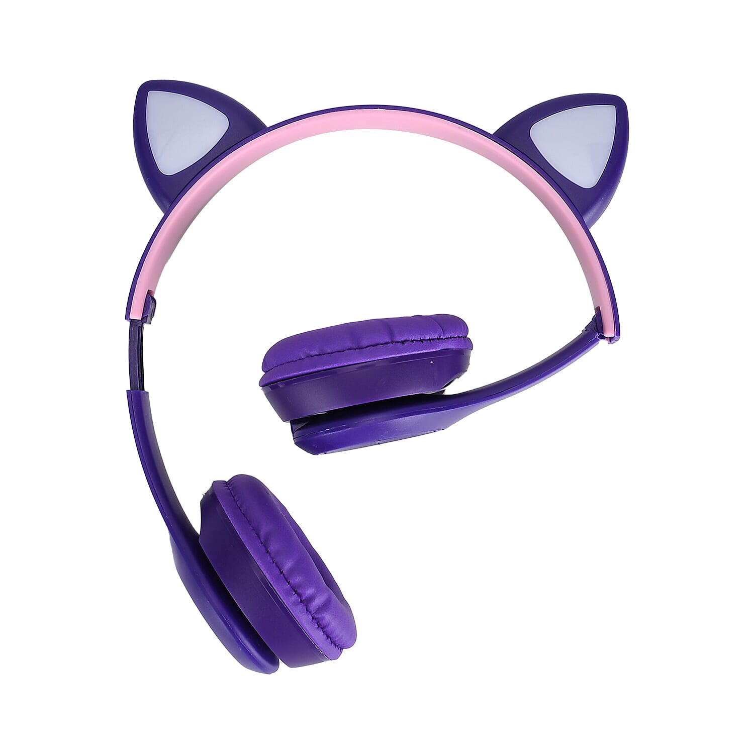 Bluetooth Wireless Cat Ears Headphone with Light - Purple  3hr Charge