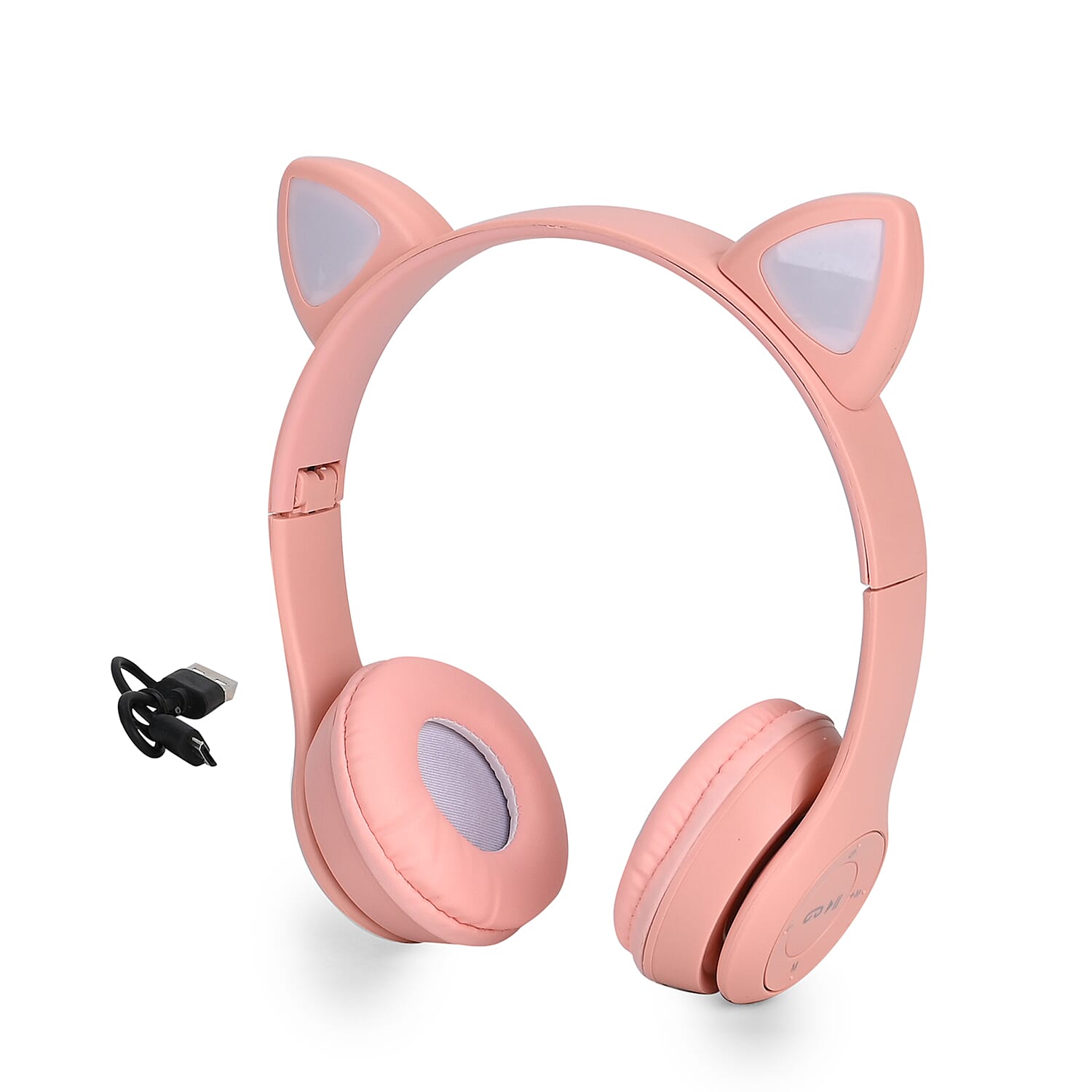 Bluetooth Wireless Cat Ears Headphone with Light - Pink -  3hr Charge