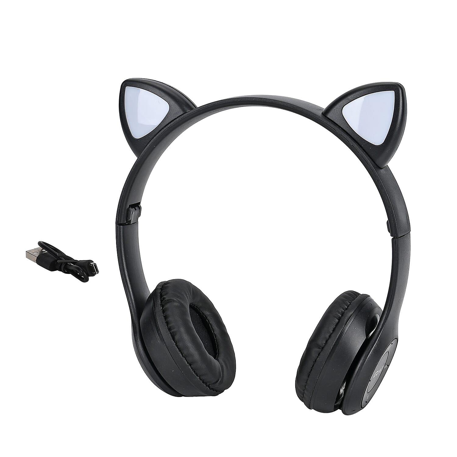 Bluetooth Wireless Cat Ears Headphone with Light - Black-  3hr Charge