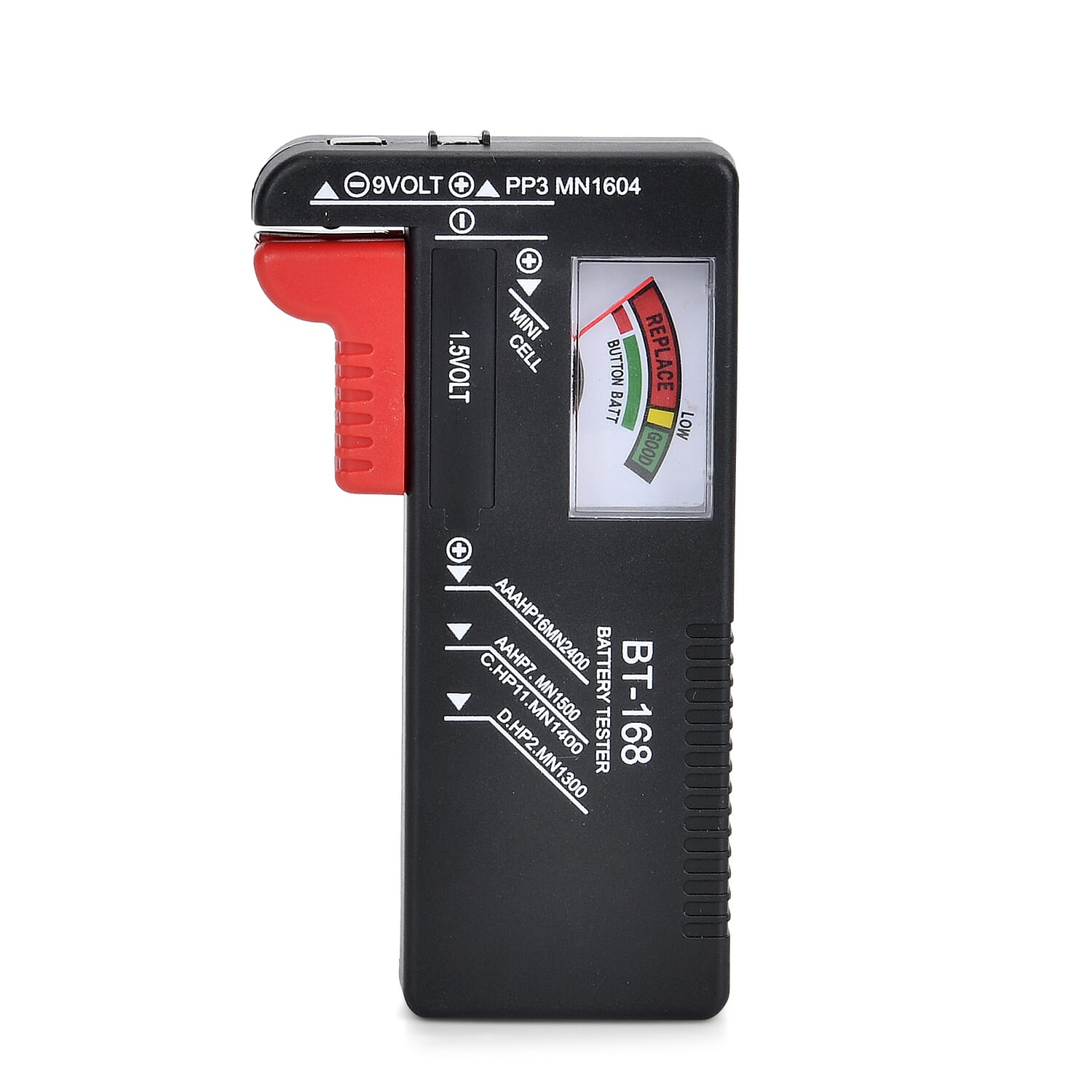 Battery Tester (Works with all Standard - Rechargeable Batteries) - Red - Black