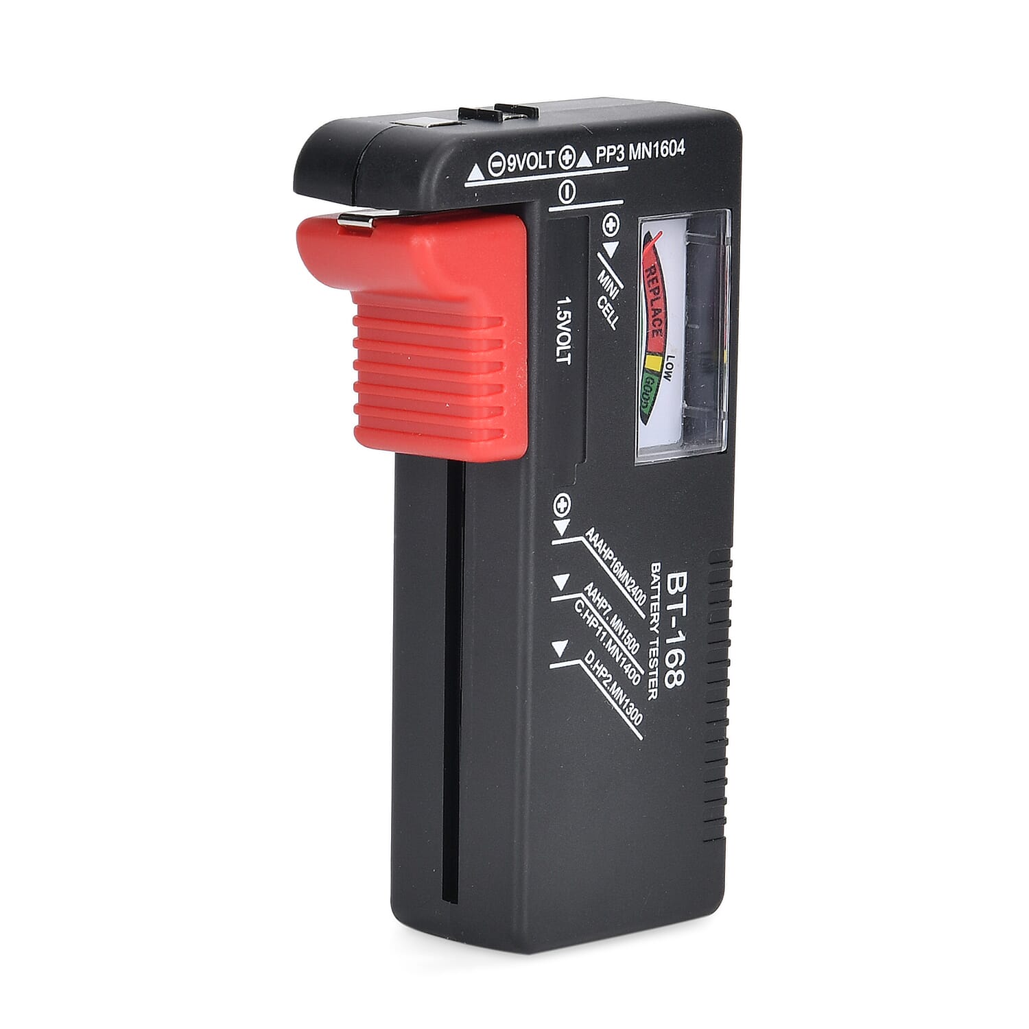 Battery Tester (Works with all Standard - Rechargeable Batteries) - Red - Black