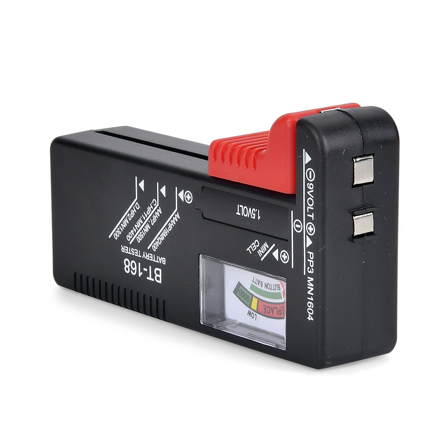 Battery Tester (Works with all Standard - Rechargeable Batteries) - Red - Black