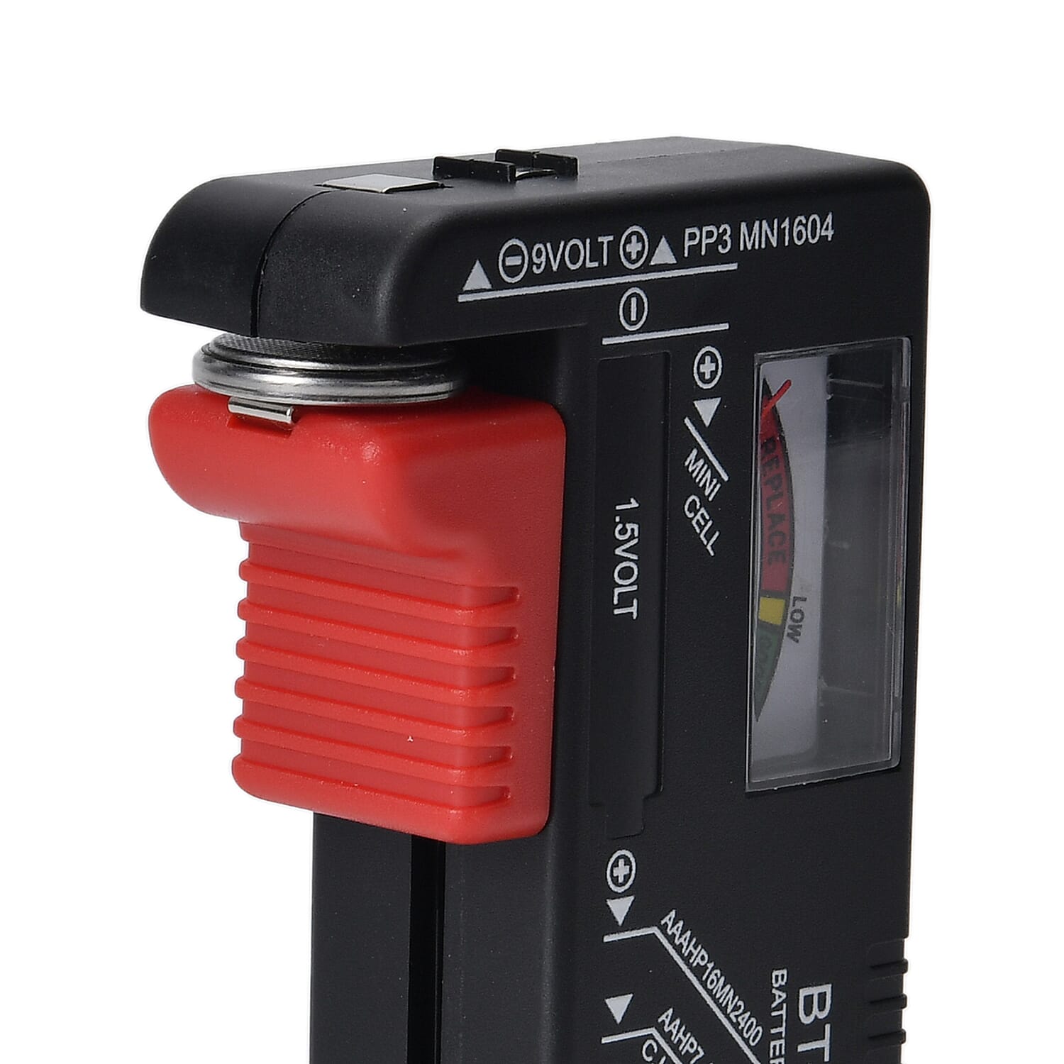 Battery Tester (Works with all Standard - Rechargeable Batteries) - Red - Black