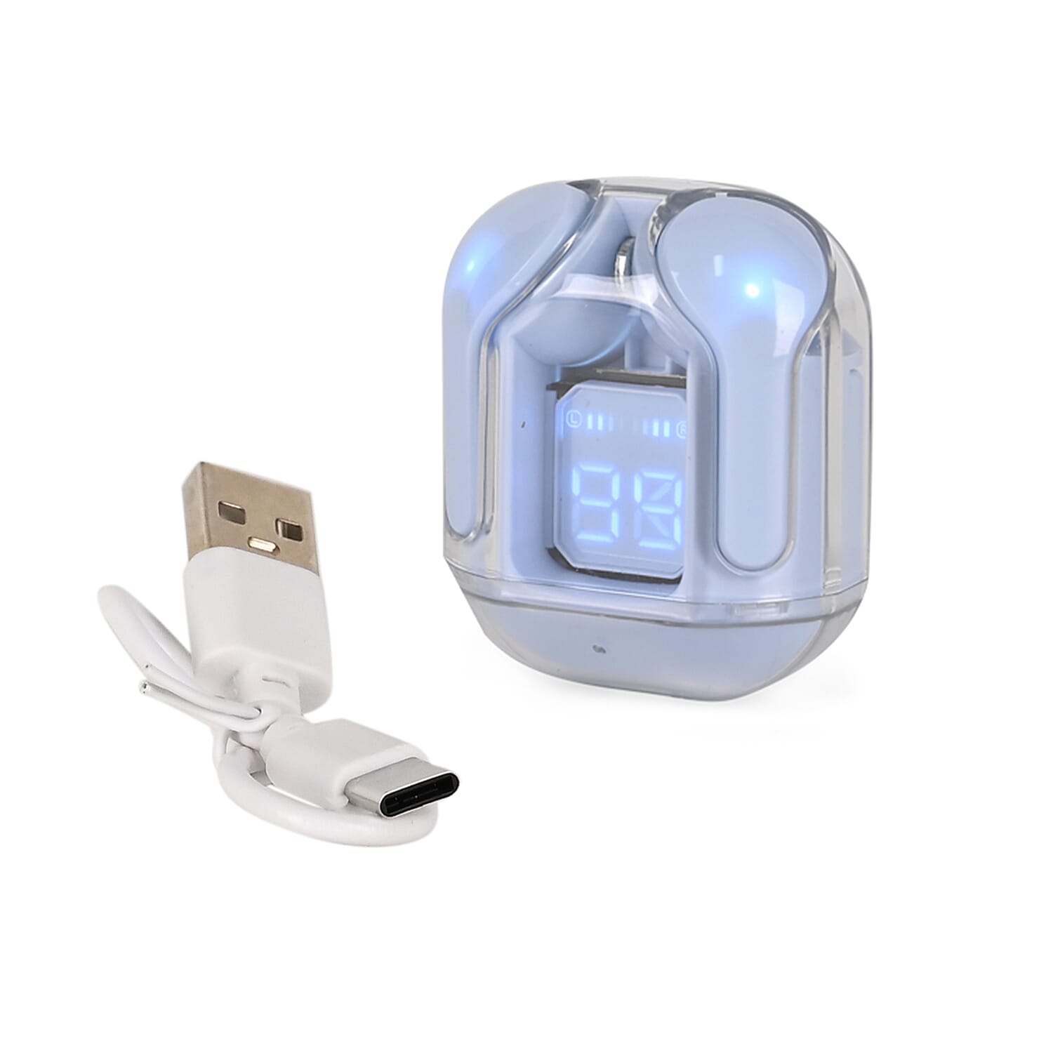 Wireless Bluetooth In-Ear Headphones With Digital LED Battery Display- - Purple