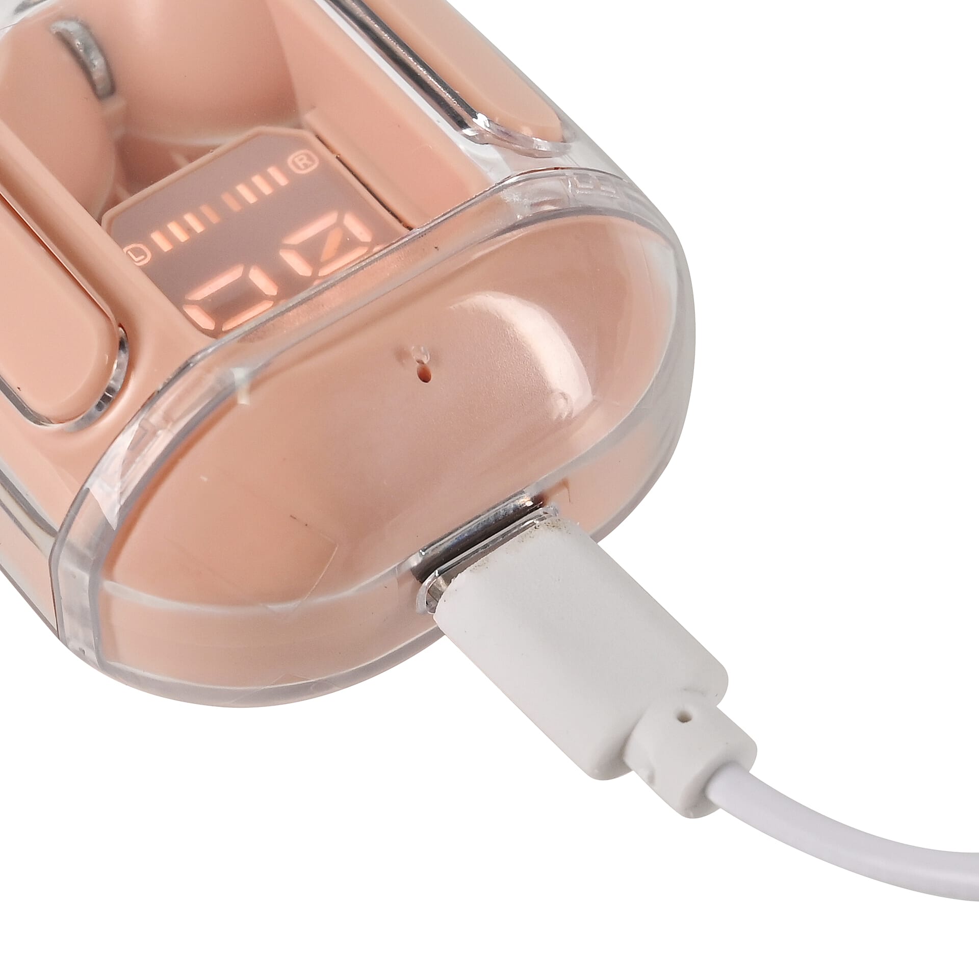 Wireless Bluetooth In-Ear Headphones With Digital LED Battery Display- - Pink