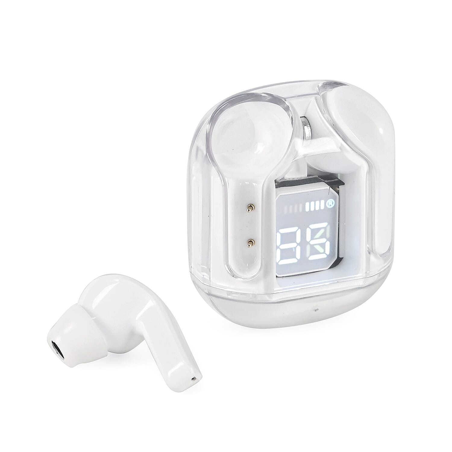 Wireless Bluetooth In-Ear Headphones With Digital LED Battery Display-- White