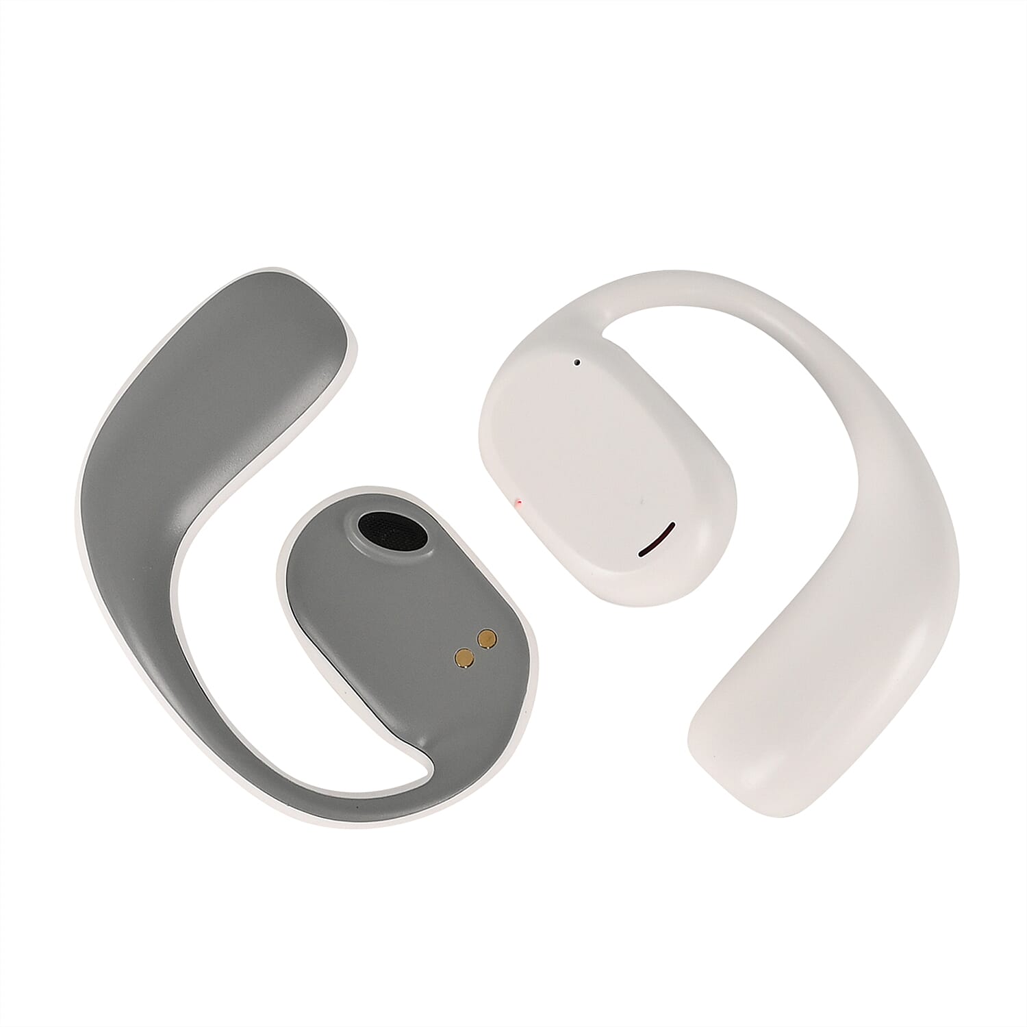 Bone Shape Wireless Earphone with Battery display and In-Ear Headphone- White