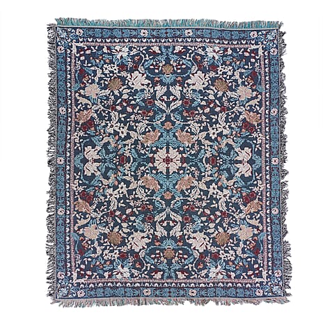 Soft Woven Jacquard Couch Throw (Size 127x152x1 cm) - Blue
