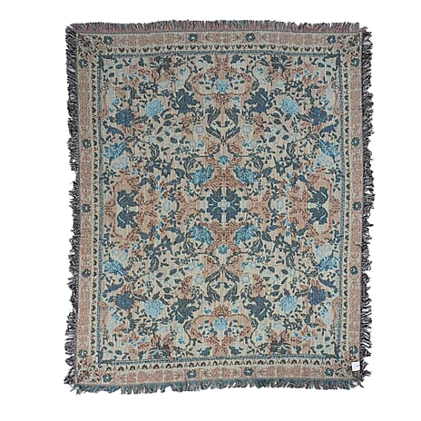 Soft Woven Jacquard Couch Throw (Size 127x152x1 cm) - Blue