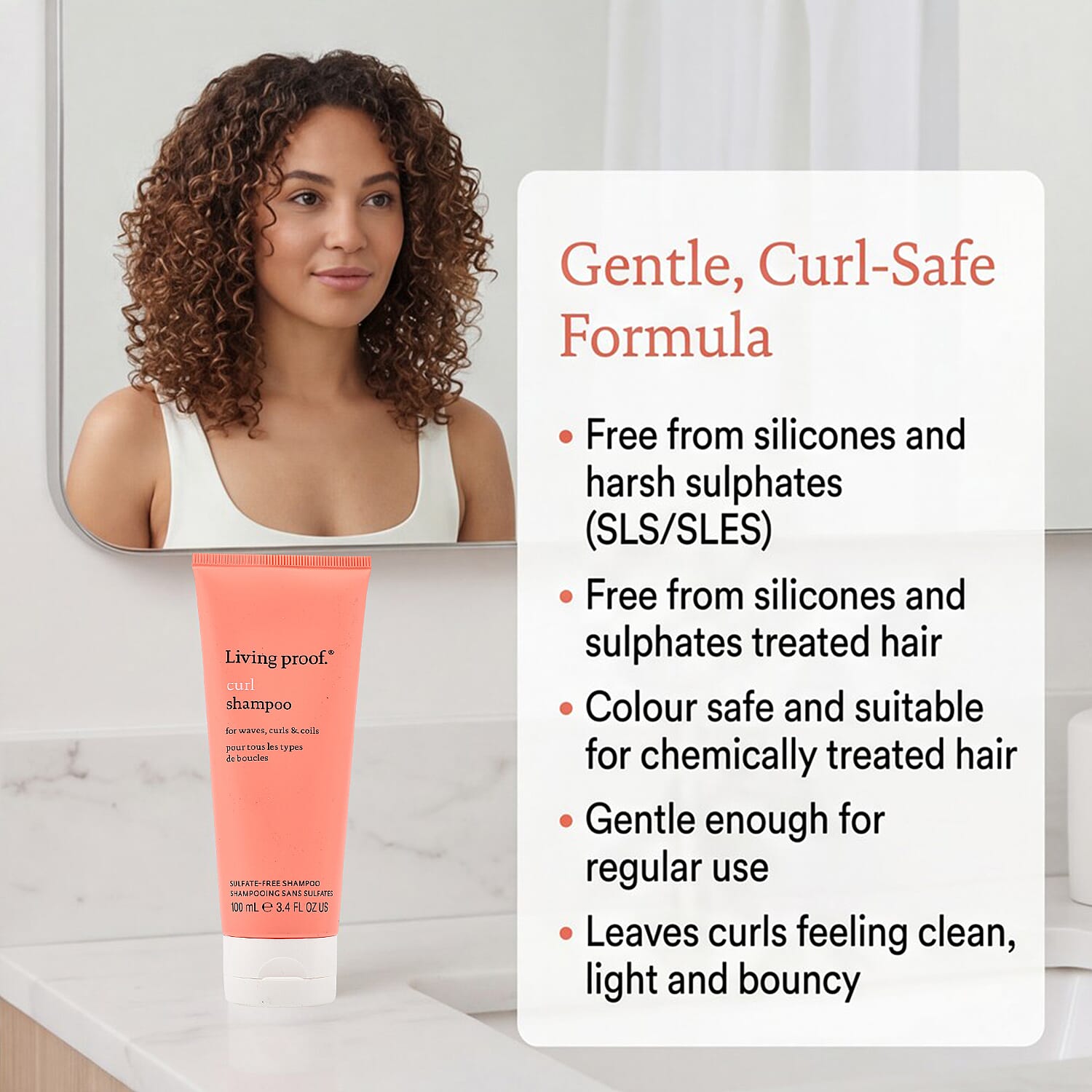 Living Proof Curl Shampoo - For Waves, Curls & Coils - 100ml (Travel Size)