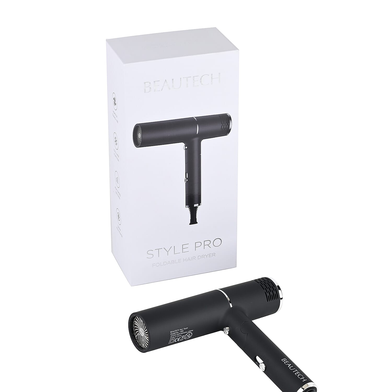 Beautech Foldable Hair Dryer with Concentrator Nozzle (1400W) - Black Beautech Foldable Hair Dryer with Concentrator Nozzle (1400W) - Black