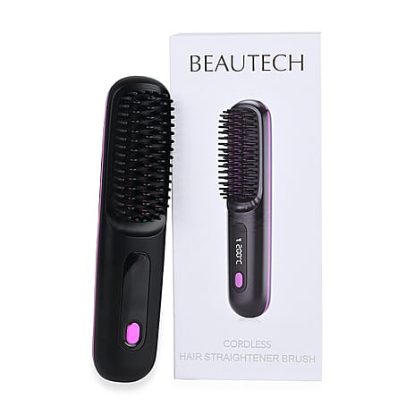 Beautech Portable Wireless LCD Straightener Brush (35W) - Black