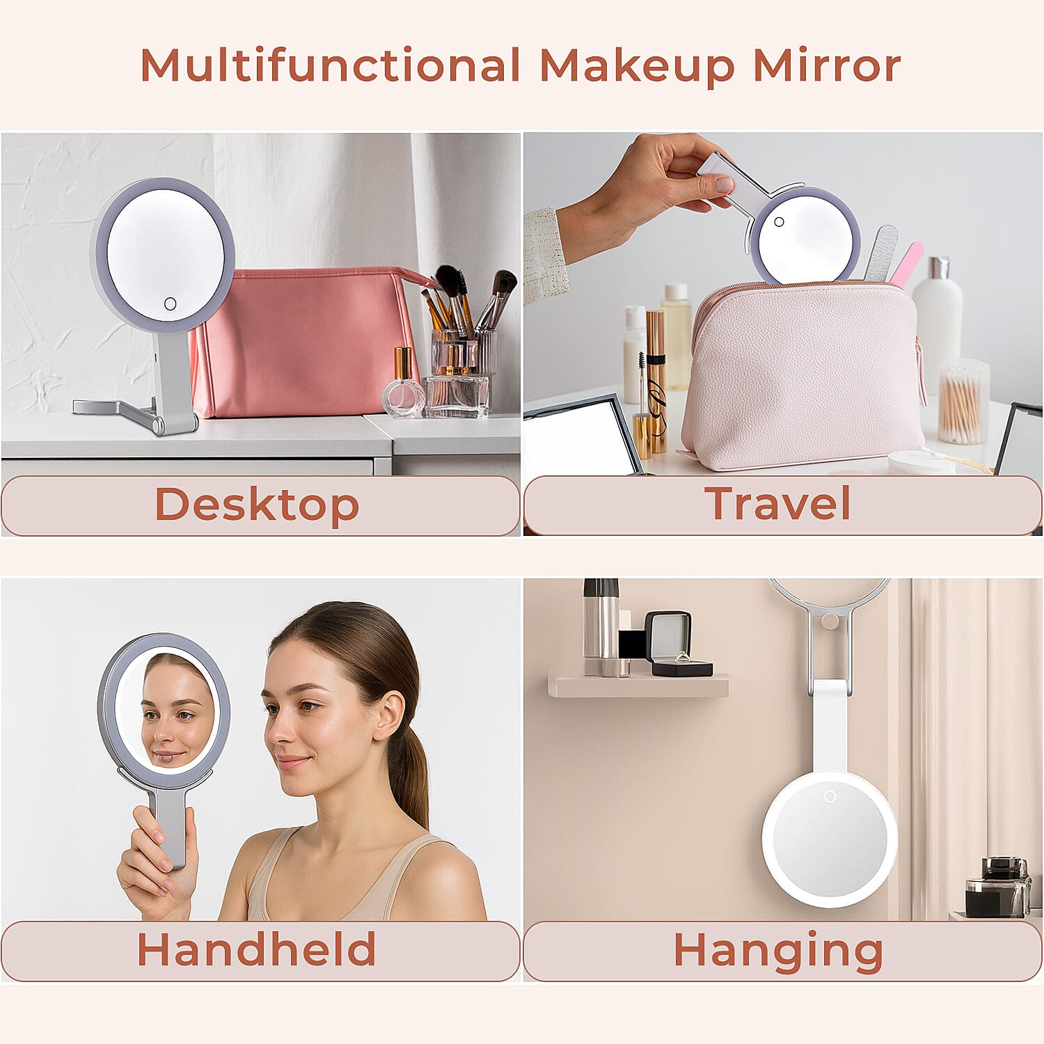 LED Cosmetic Mirror with Double Sided 1X - 20X Magnifying Mirror - White