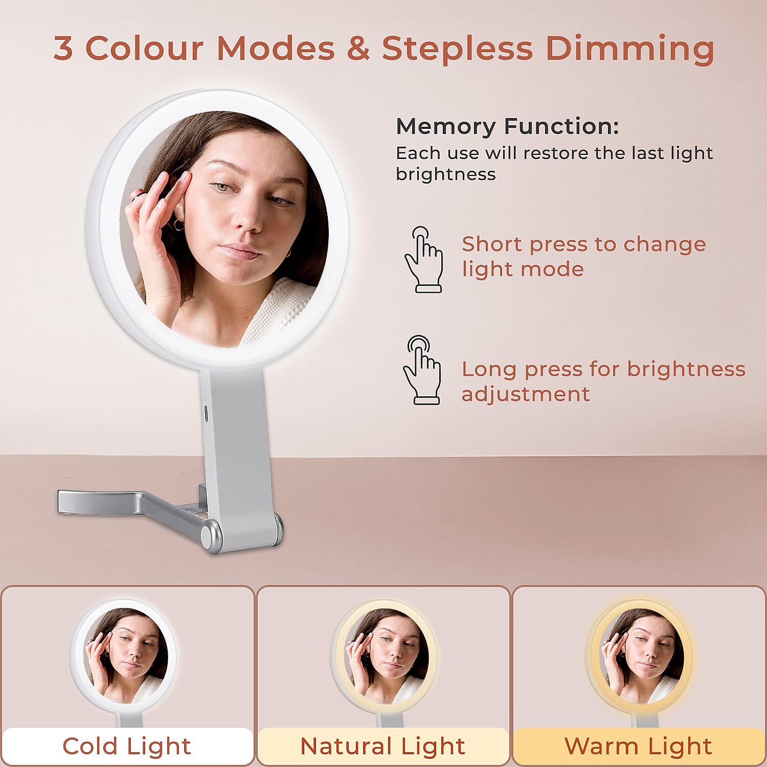 LED Cosmetic Mirror with Double Sided 1X - 20X Magnifying Mirror - White