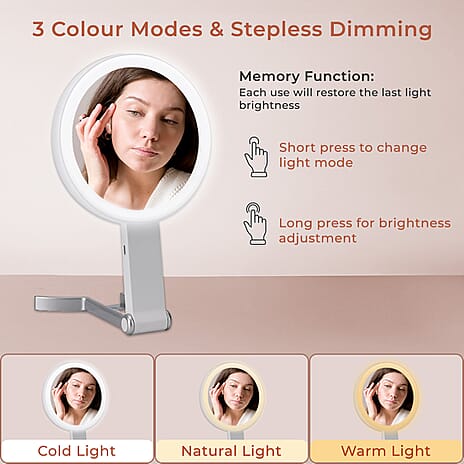 LED Cosmetic Mirror- 2 sides features 1X and 20X mirror magnification with intelligent touch switch