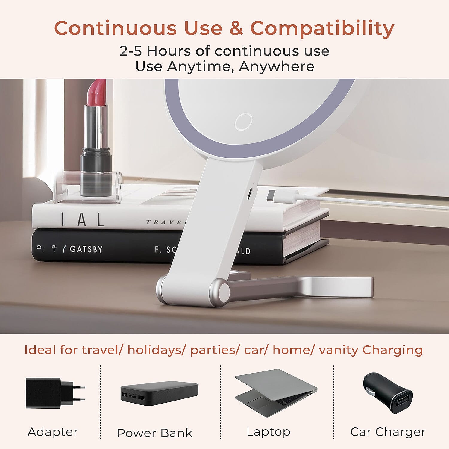 LED Cosmetic Mirror with Double Sided 1X - 20X Magnifying Mirror - White