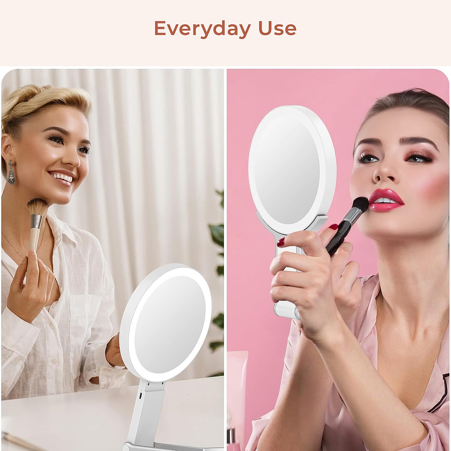 LED Cosmetic Mirror with Double Sided 1X - 20X Magnifying Mirror - White