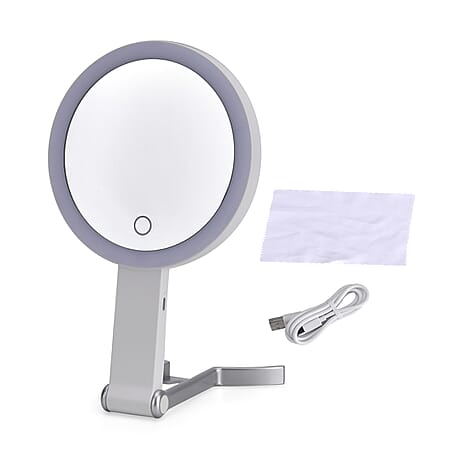 LED Cosmetic Mirror with Double Sided 1X - 20X Magnifying Mirror - White