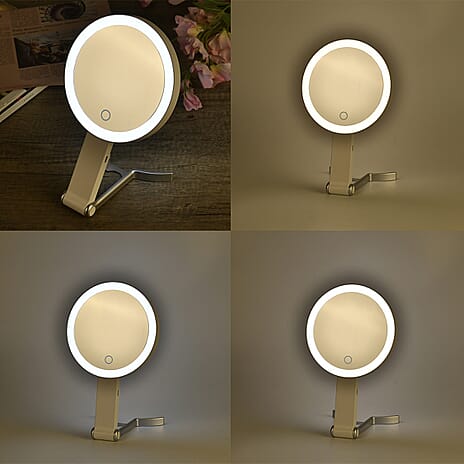 LED Cosmetic Mirror with Double Sided 1X - 20X Magnifying Mirror - White