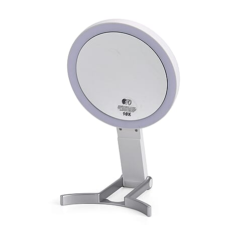 LED Cosmetic Mirror with Double Sided 1X - 20X Magnifying Mirror - White