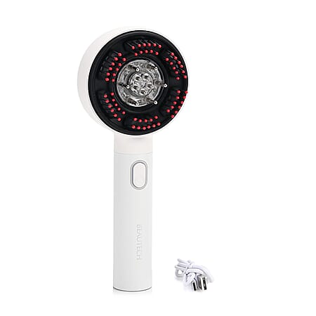 Beautech EMS Scalp Massaging Hair Brush with Red Light Therapy - White