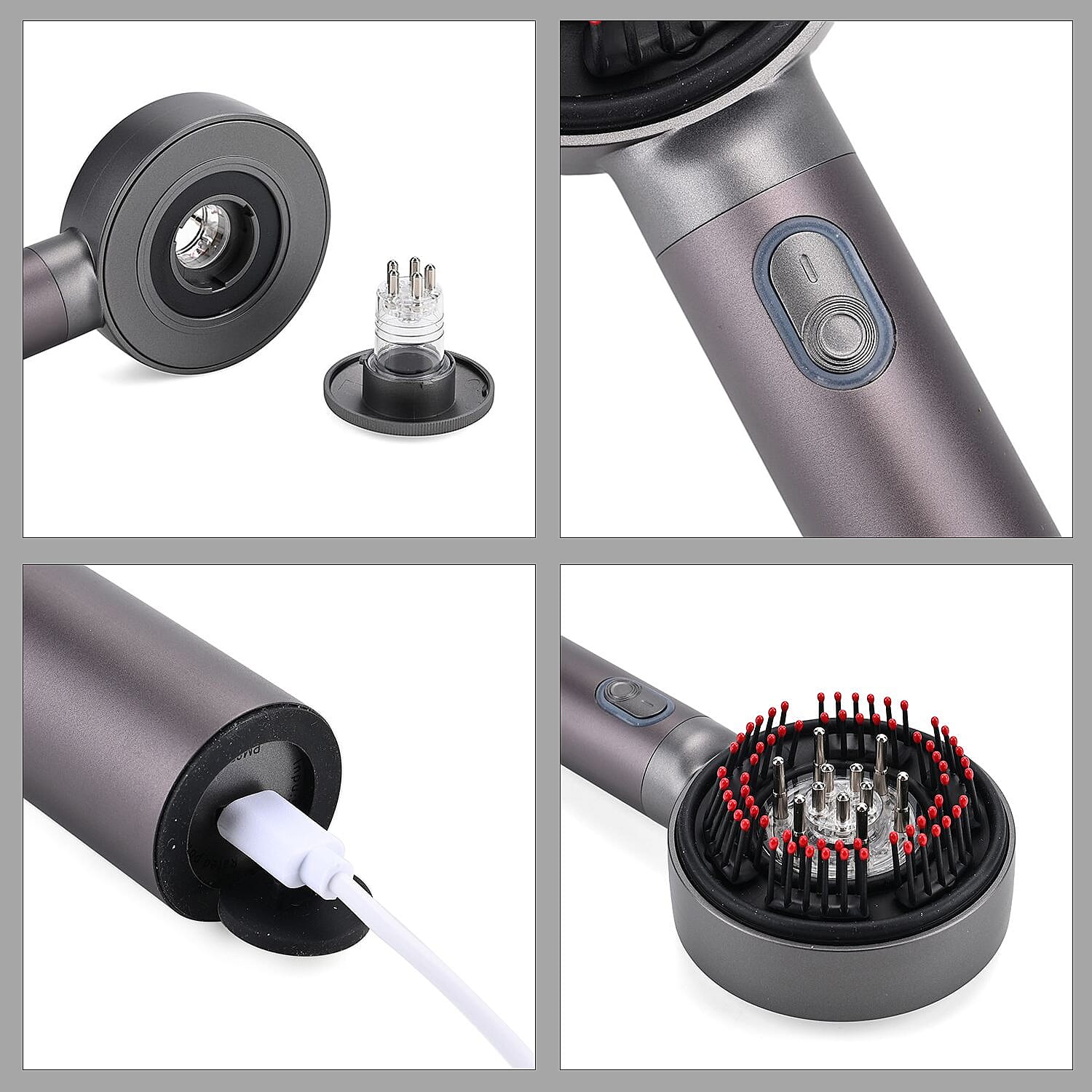 Beautech - EMS Scalp Massaging Brush with Red Light Therapy stimulates hair growth by boosting blood flow to follicles, leading to thicker hair and reducing hair loss