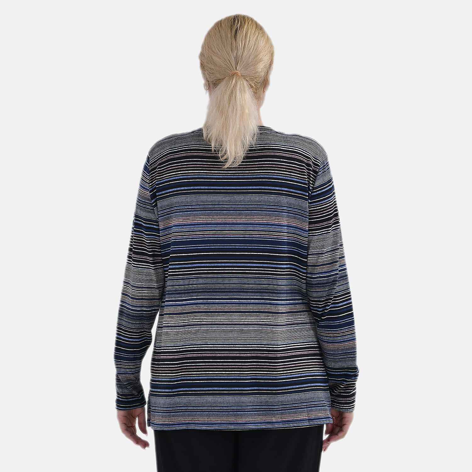 La Marey Stripe Pattern Jersey Top (One Size) - Blue