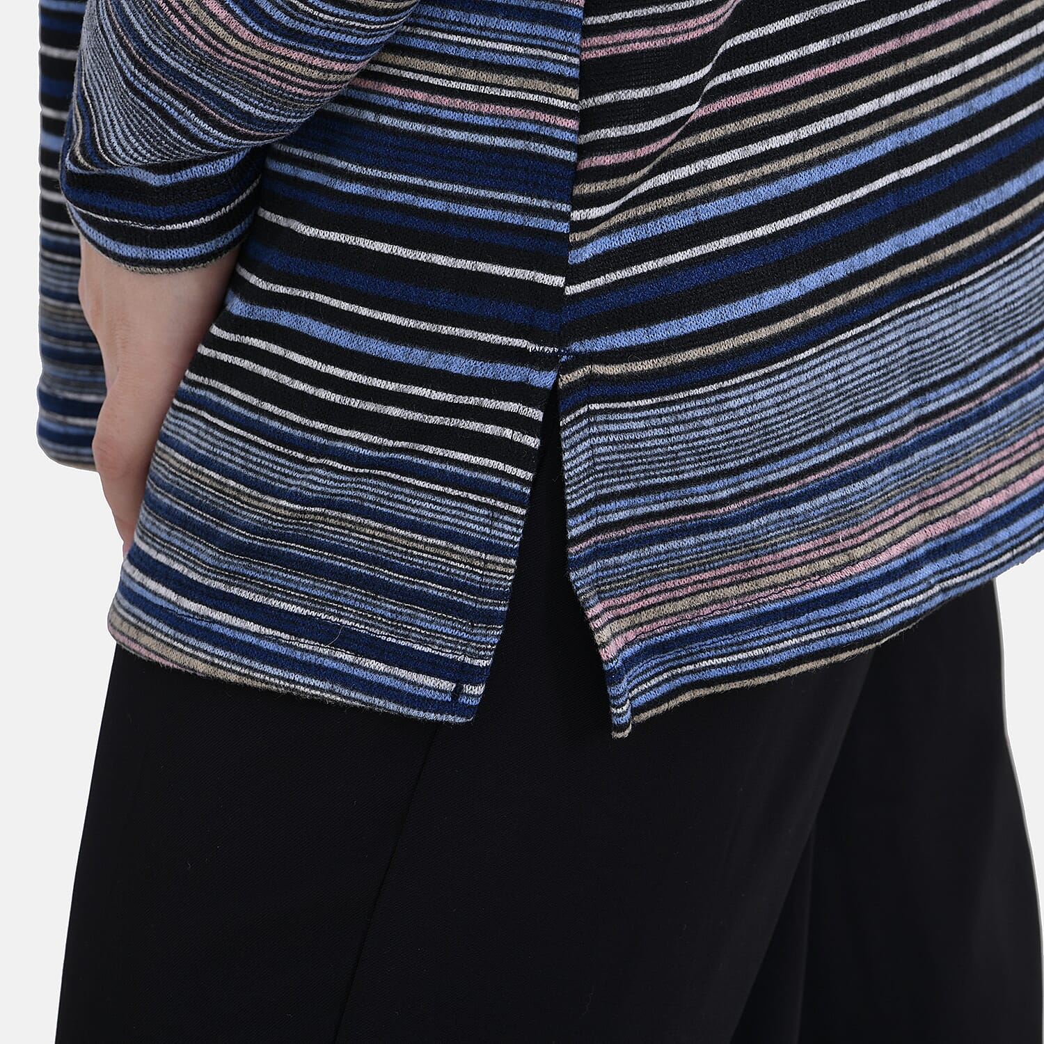 La Marey  (Pattern) Full Sleeve Jersey Tops with Printed Stripes- Blue