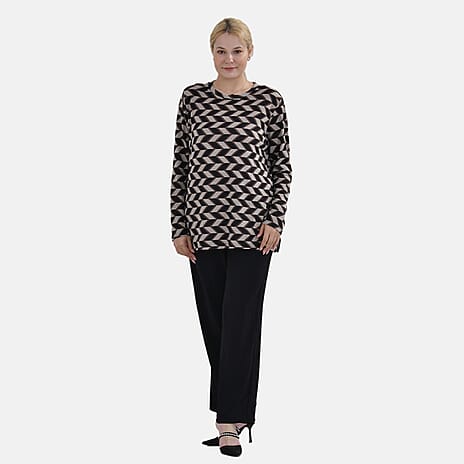 La Marey Printed Jersey Top (One Size) - Brown