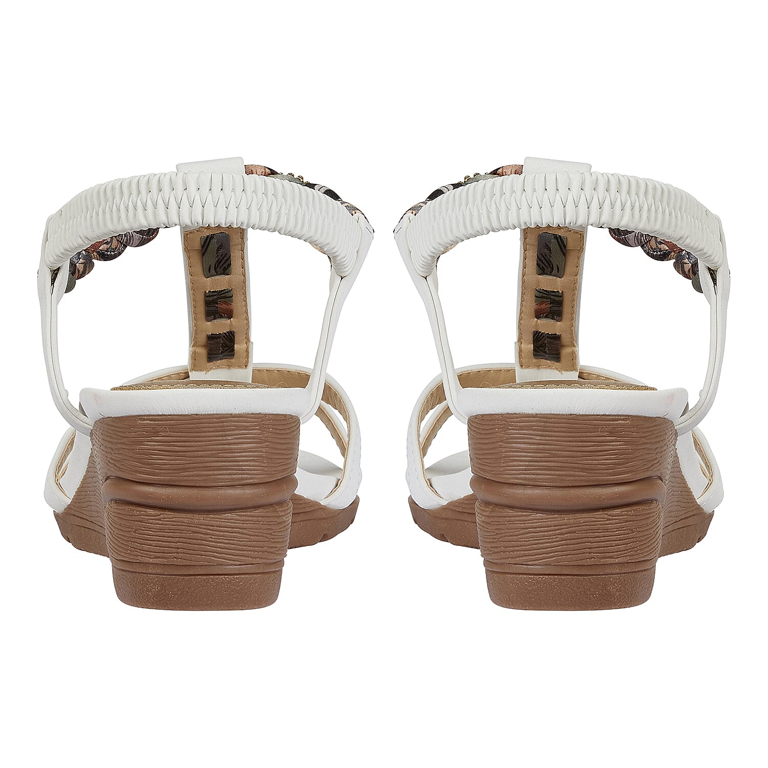  Shoes by Emma Ladies ST VINCENT Lightweight Wedge Sandal with Plaited Material and Diamante Trim  - White