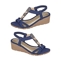 SHOES BY EMMA - Ladies Wedge Sandals with Gold Disc