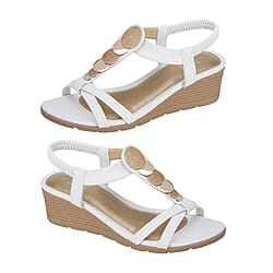 SHOES BY EMMA - Ladies Wedge Sandals with Gold Disc