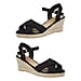  Shoes by Emma Ladies MALIBU Hessian Wedge Sandal with Cross Over Front and Buckle  - Black