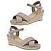  Shoes by Emma Ladies MALIBU Hessian Wedge Sandal with Cross Over Front and Buckle  - Black