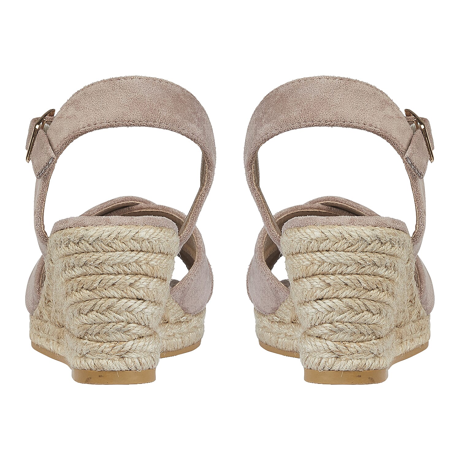  Shoes by Emma Ladies MALIBU Hessian Wedge Sandal with Cross Over Front and Buckle  - Black