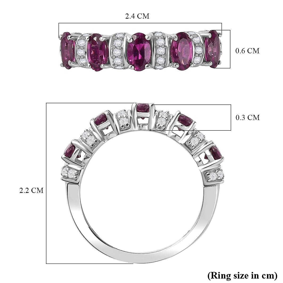 TONY DINIZ COLLECTION - Rare Natural Ember Garnet with Natural White Zircon Ring in Rhodium Overlay Sterling Silver 2.00 Ct. TONY DINIZ COLLECTION - Rare Natural Ember Garnet with Natural White Zircon Ring in Rhodium Overlay Sterling Silver 2.00 Ct.