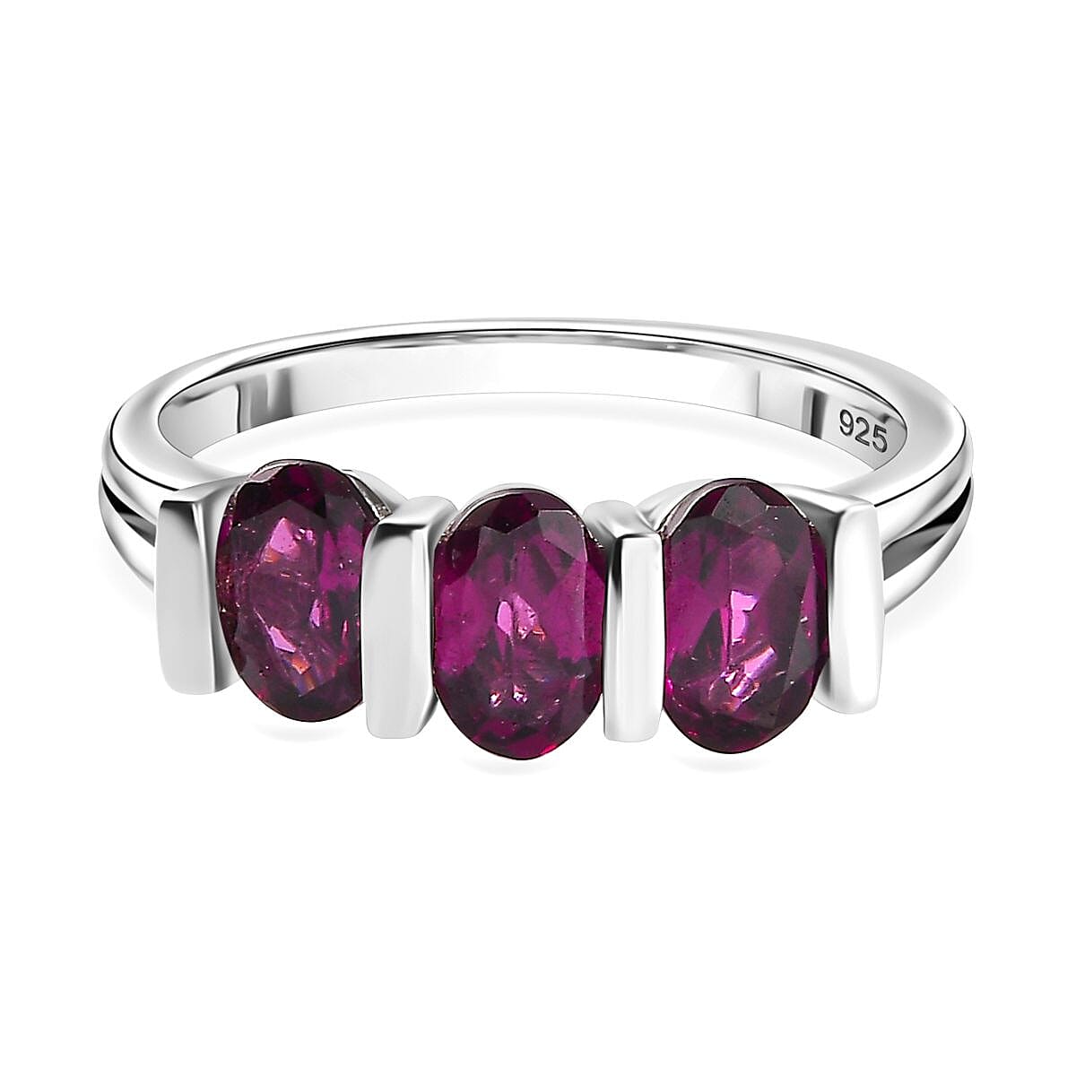 TONY DINIZ COLLECTION - Rare Natural EMBER Garnet Ring in rhodium Sterling Silver 1.80 ct