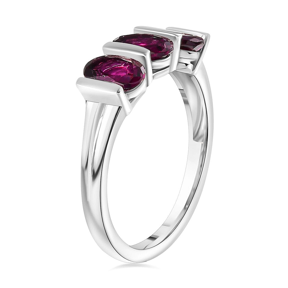 TONY DINIZ COLLECTION - Rare Natural EMBER Garnet Ring in rhodium Sterling Silver 1.80 ct