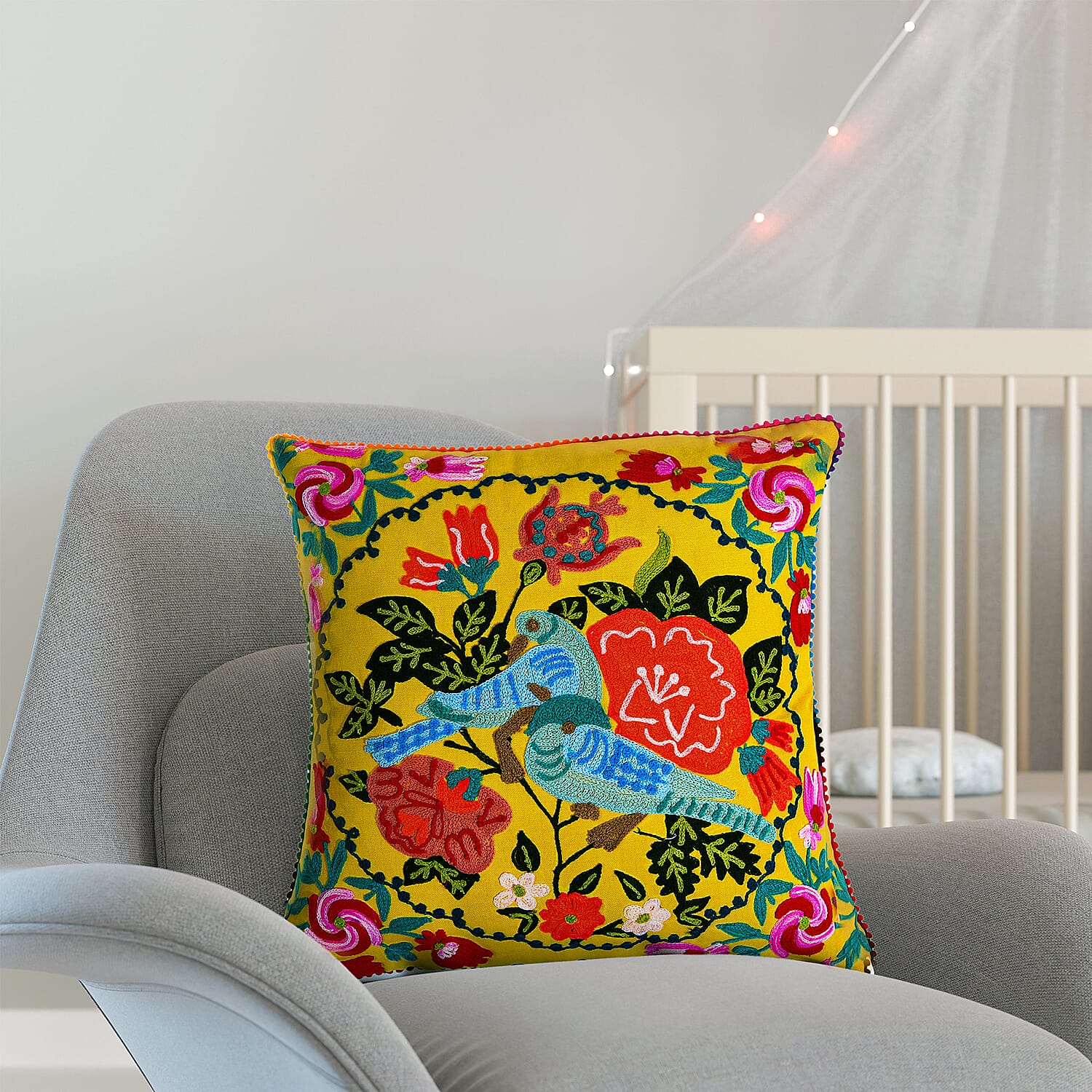   Cotton Floral Cushion Cover 