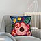 Cotton Floral Embroidered Cushion Cover (Size 45x45 cm) - Red