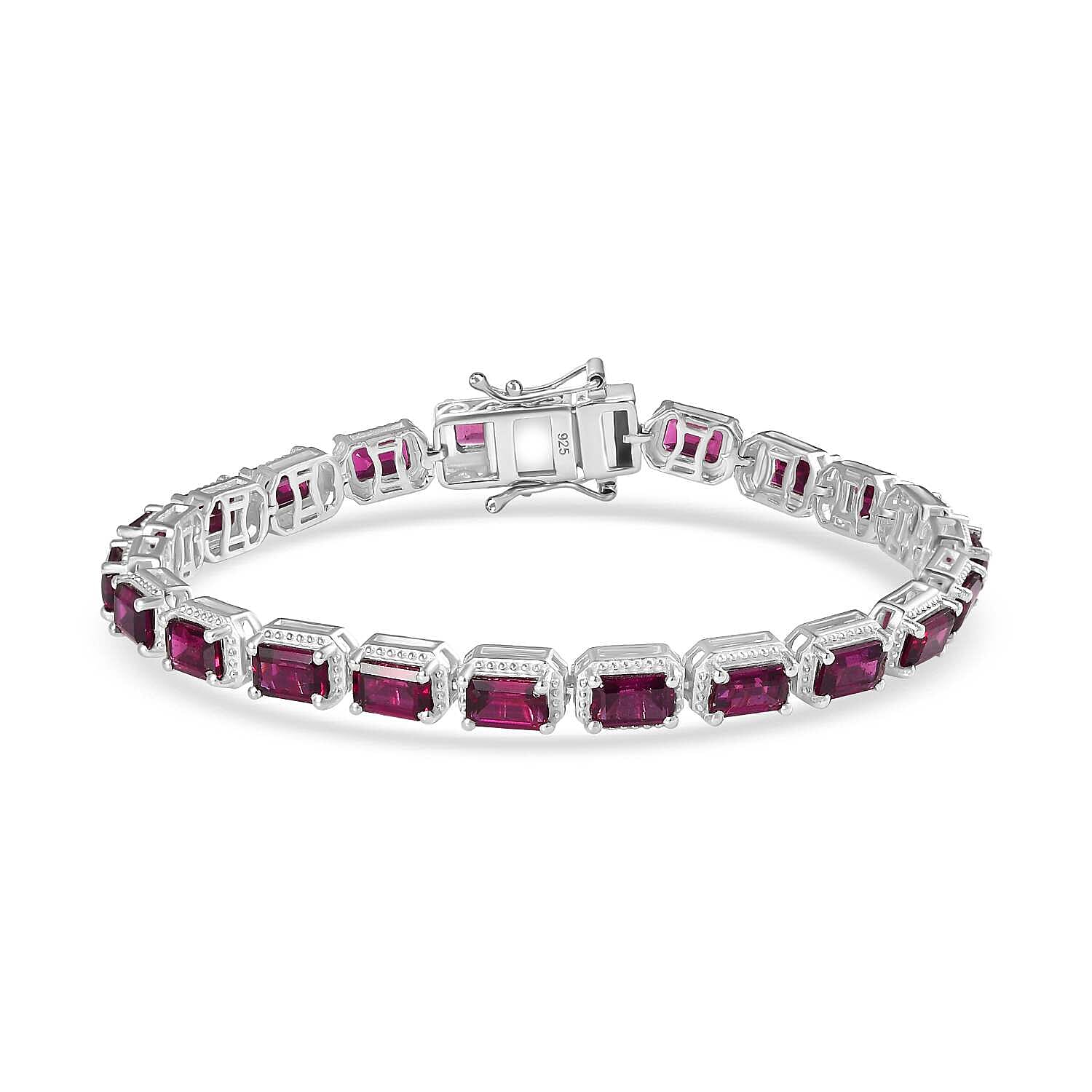 Orissa Rhodolite Garnet Tennis Bracelet (Size - 7) in Rhodium Overlay Sterling Silver 15.62 Ct