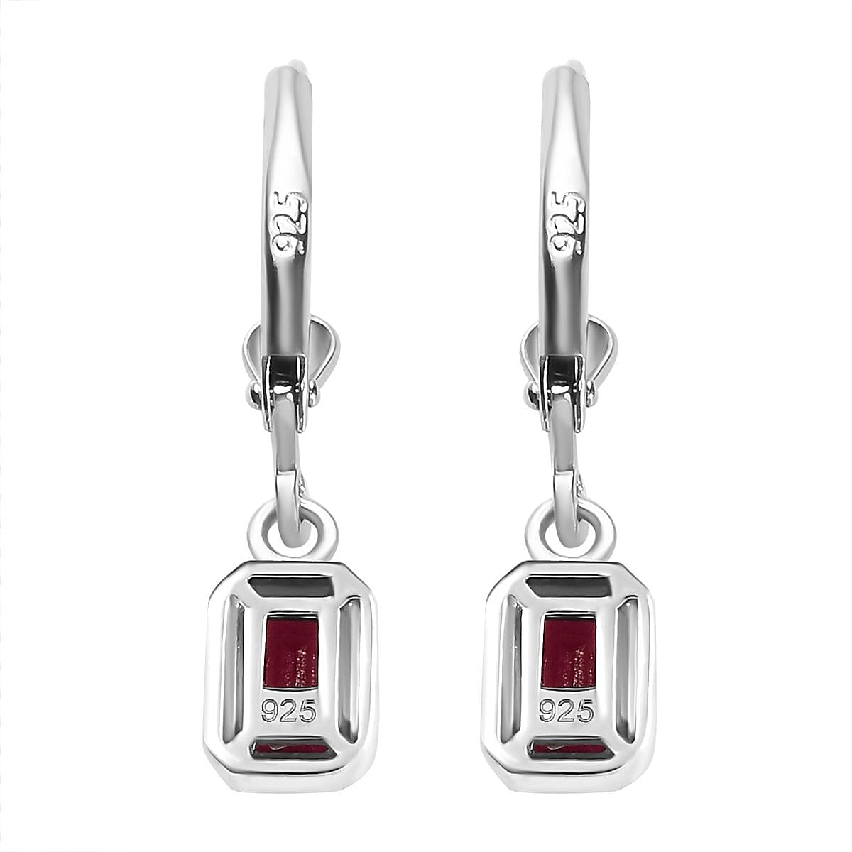 Rhodolite Garnet Solitaire Lever Back Halo Earrings in Rhodium Overlay Sterling Silver 1.50 Ct