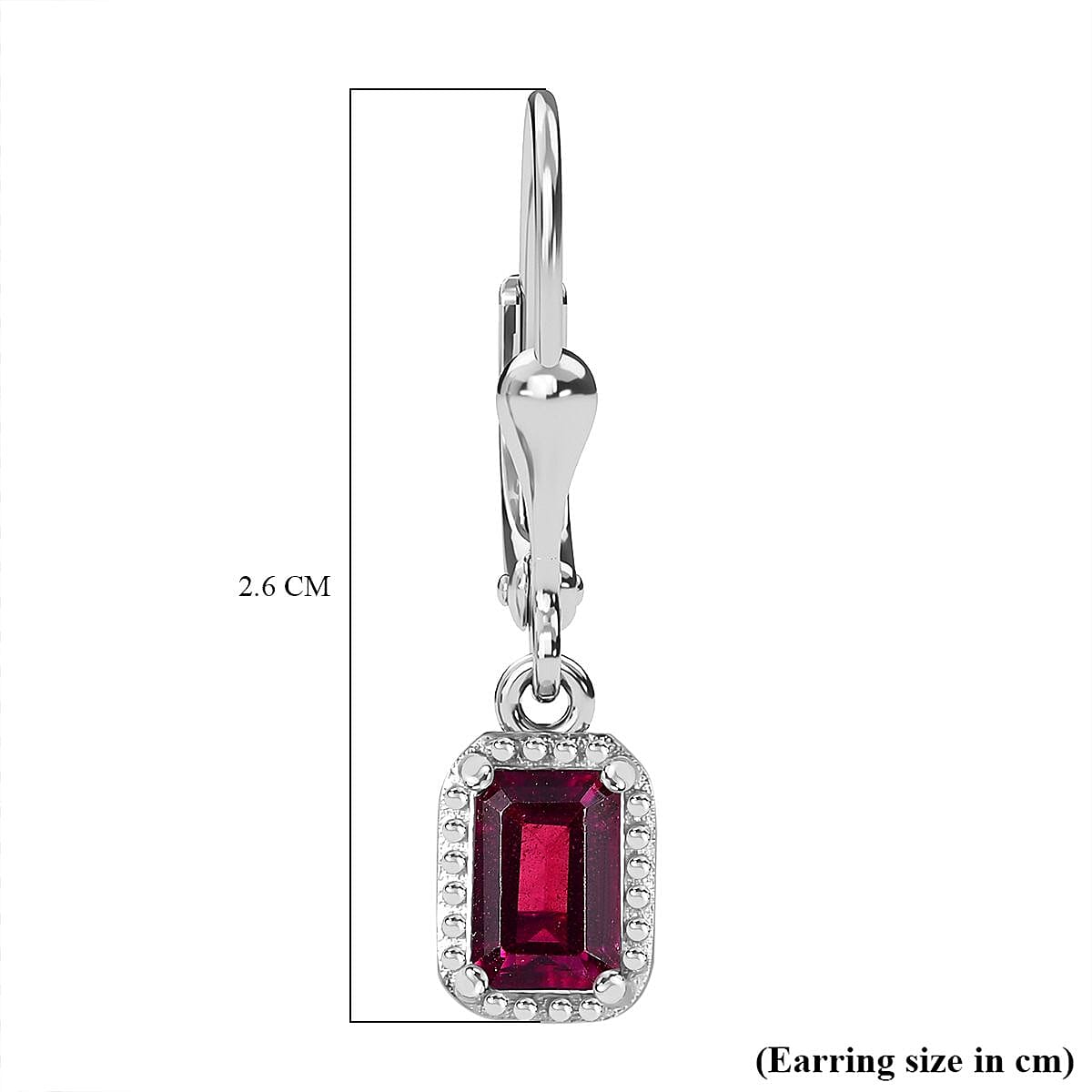 Rhodolite Garnet Solitaire Lever Back Halo Earrings in Rhodium Overlay Sterling Silver 1.50 Ct