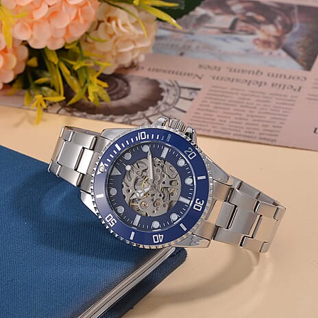 Genoa Time Limited Edition Automatic Skeleton Dial Watch - 3ATM Water Resistant - Presented in a gift box - Blue