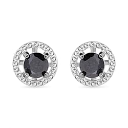 UNMISSABLE DEAL - Black Diamond Stud Earrings in Platinum Overlay Sterling Silver