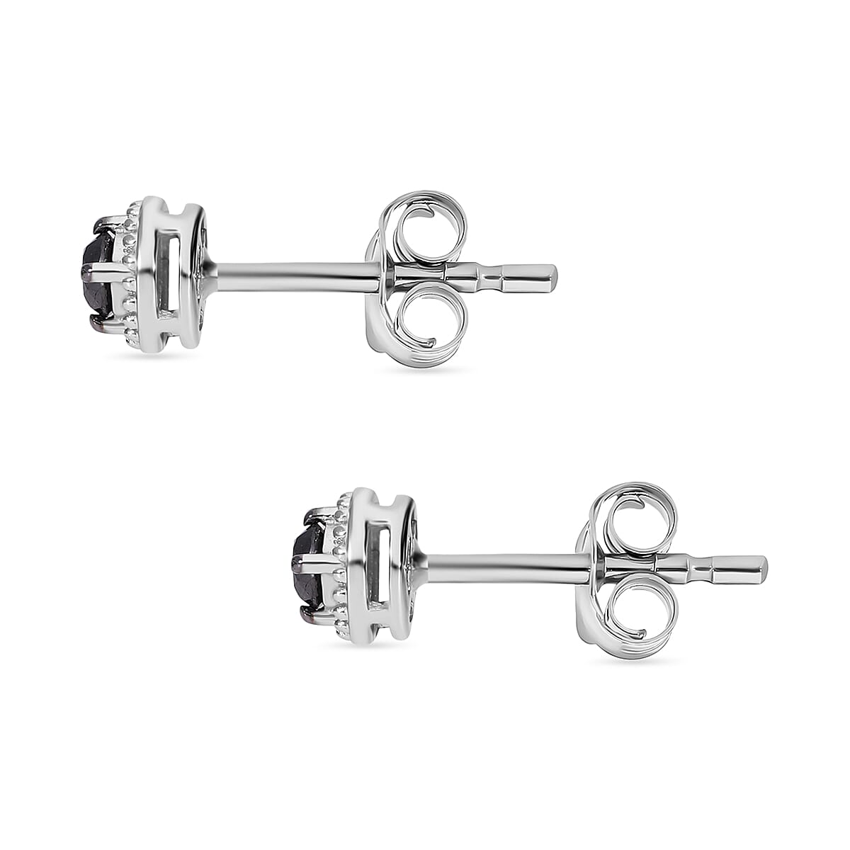 UNMISSABLE DEAL - Black Diamond Stud Earrings in Platinum Overlay Sterling Silver