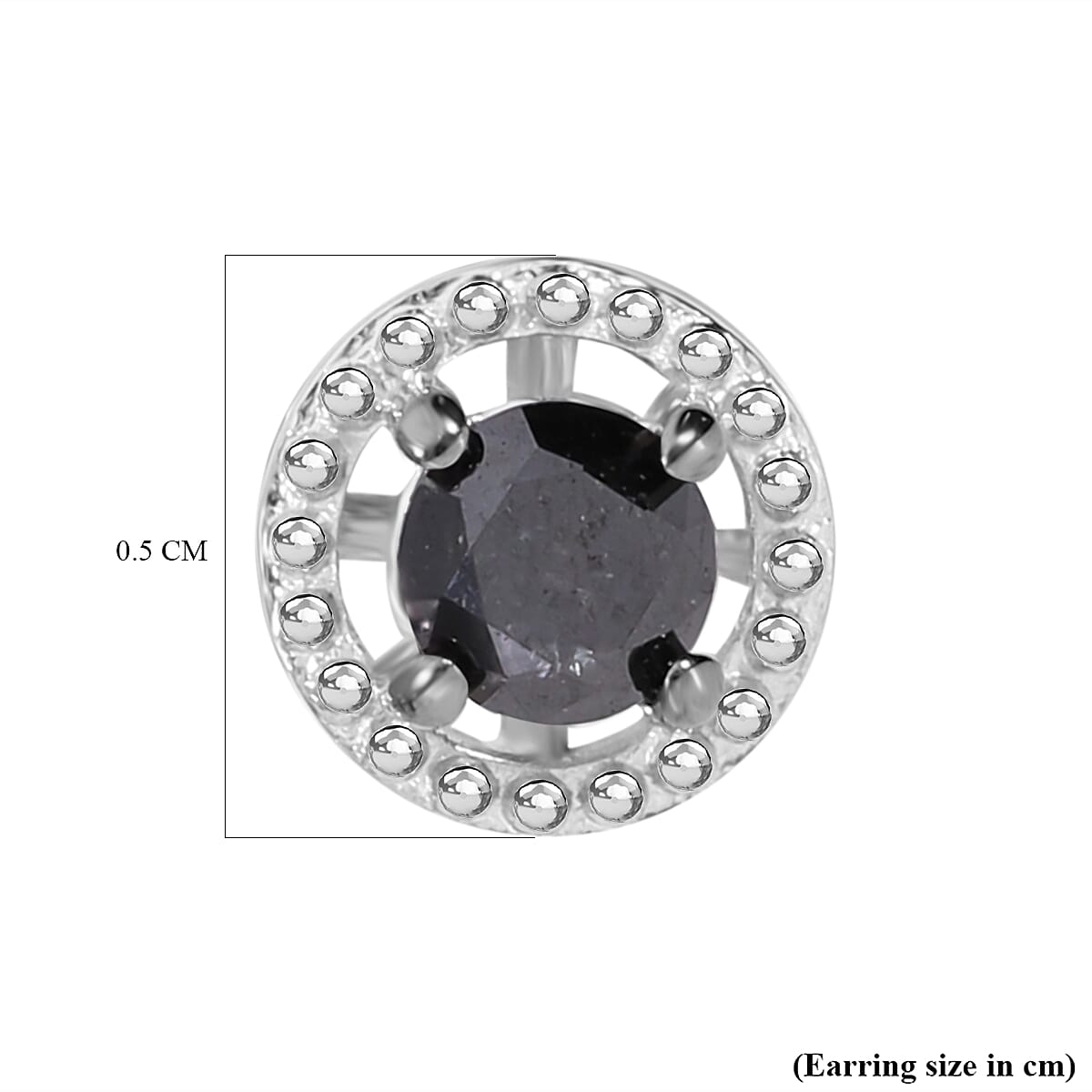 UNMISSABLE DEAL - Black Diamond Stud Earrings in Platinum Overlay Sterling Silver